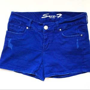 ✨Seven7 Distressed Royal Blue Denim Shorts